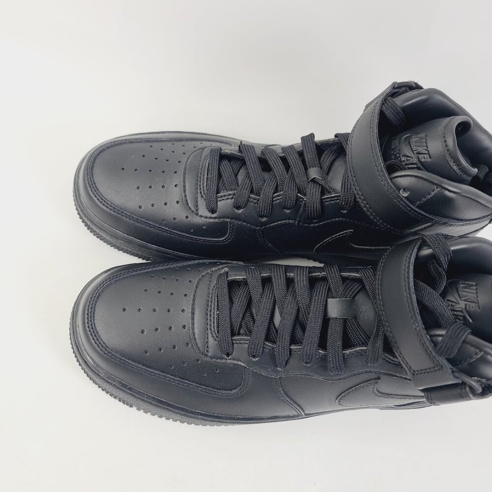 Nike Men's Black Air Force 1 Mid-Top Leather Low Top Athletic Sneaker Size 9 - Picture 3 of 7